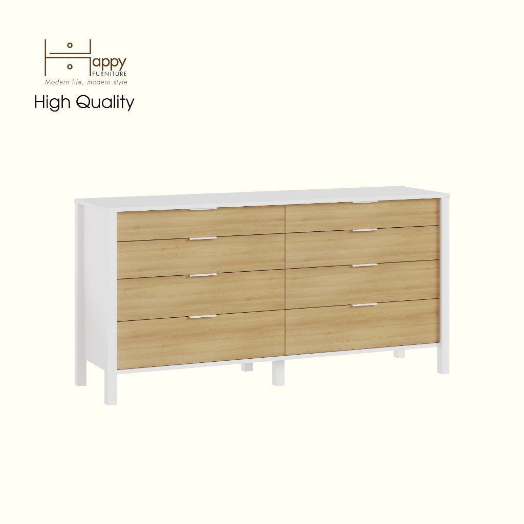 HAPPY FURNITURE , Tủ lưu trữ 8 ngăn kéo - MOKA, THK_249 , 160cm x 45cm x 80cm DxRxC