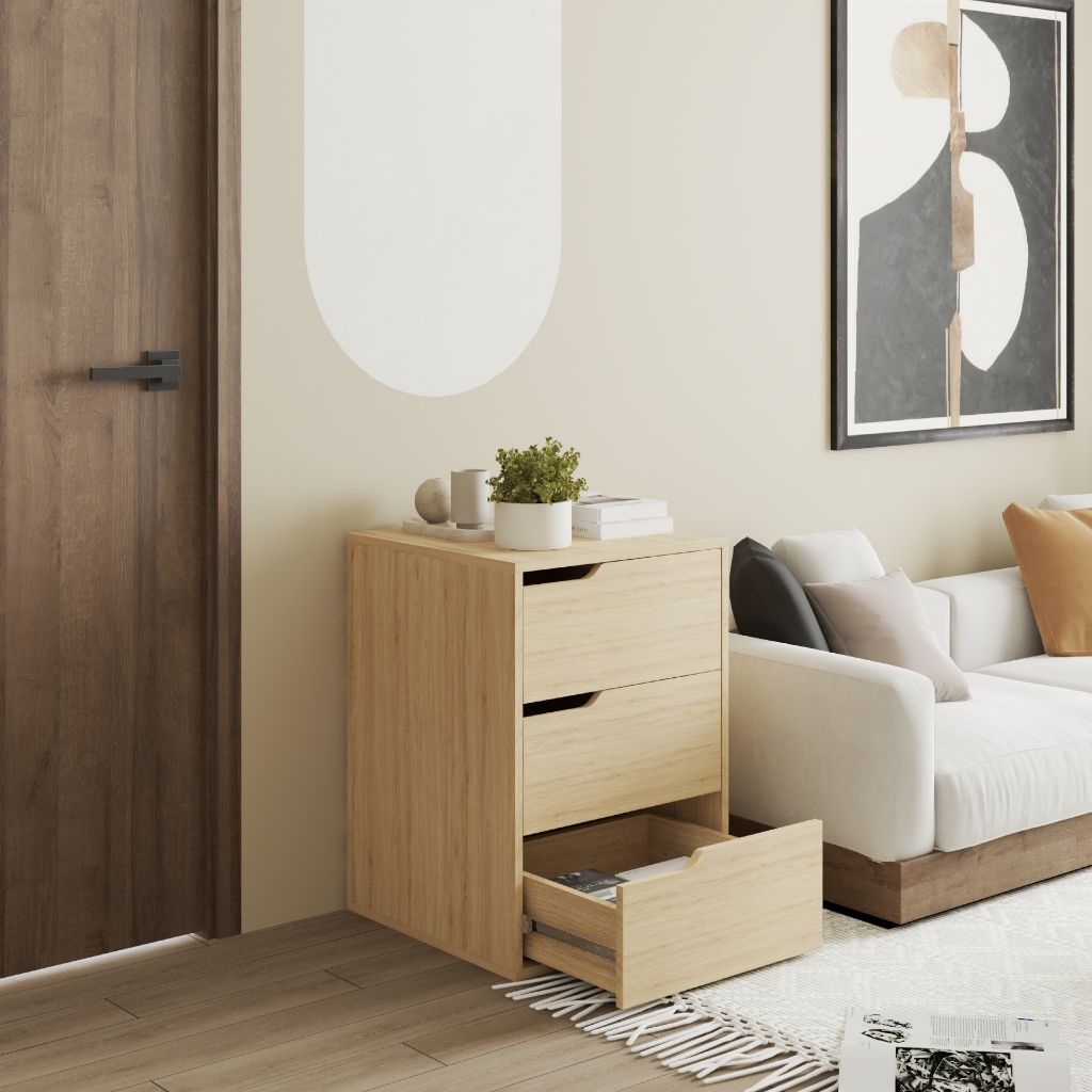 HAPPY FURNITURE , Tủ lưu trữ 3 ngăn kéo - ASO, THK_340 , 50cm x 50cm x 70cm DxRxC