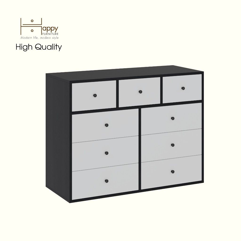 HAPPY FURNITURE , Tủ lưu trữ 9 ngăn kéo - KALA, THK_301 , 110cm x 45cm x 84cm DxRxC