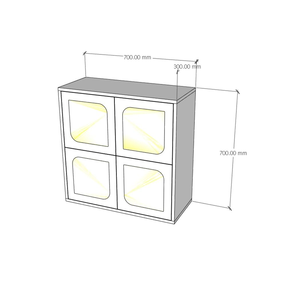 HAPPY FURNITURE , Tủ lưu trữ 4 cánh mở - BANA , TCM_123 , 70cm x 30cm x 70cm
