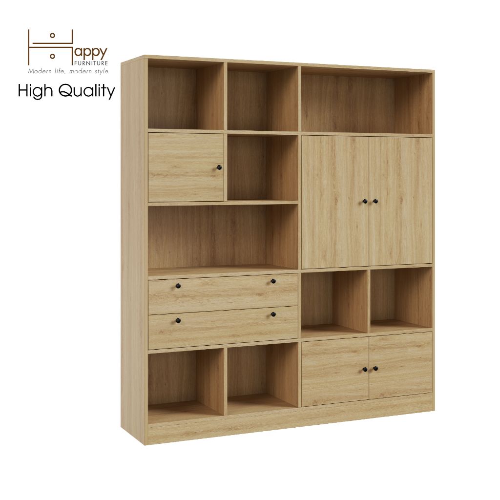HAPPY FURNITURE , Kệ sách nhiều ngăn - CATY , KSA_026 , 160cm x 38cm x 180cm