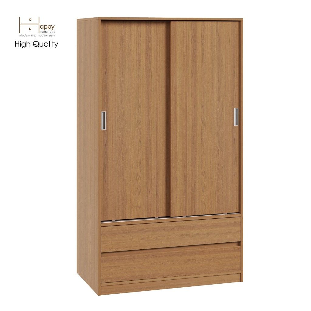 HAPPY FURNITURE , Tủ quần áo 2 cánh lùa - LUCA , TCL_014 , 100cm x 58cm x 176cm