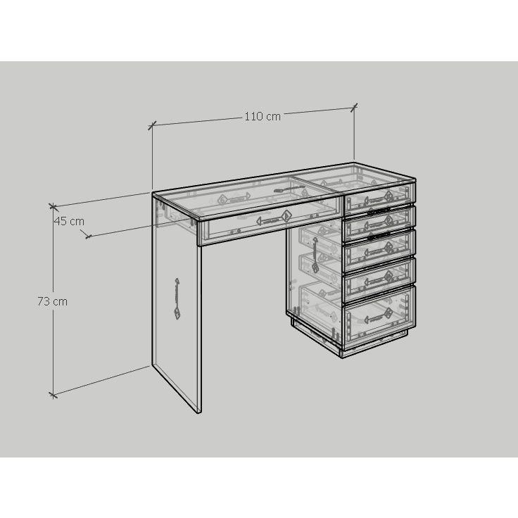 HAPPY FURNITURE , Bàn làm việc 6 ngăn kéo - MACRO , BAN_009 , 110cm x 45cm x 73cm