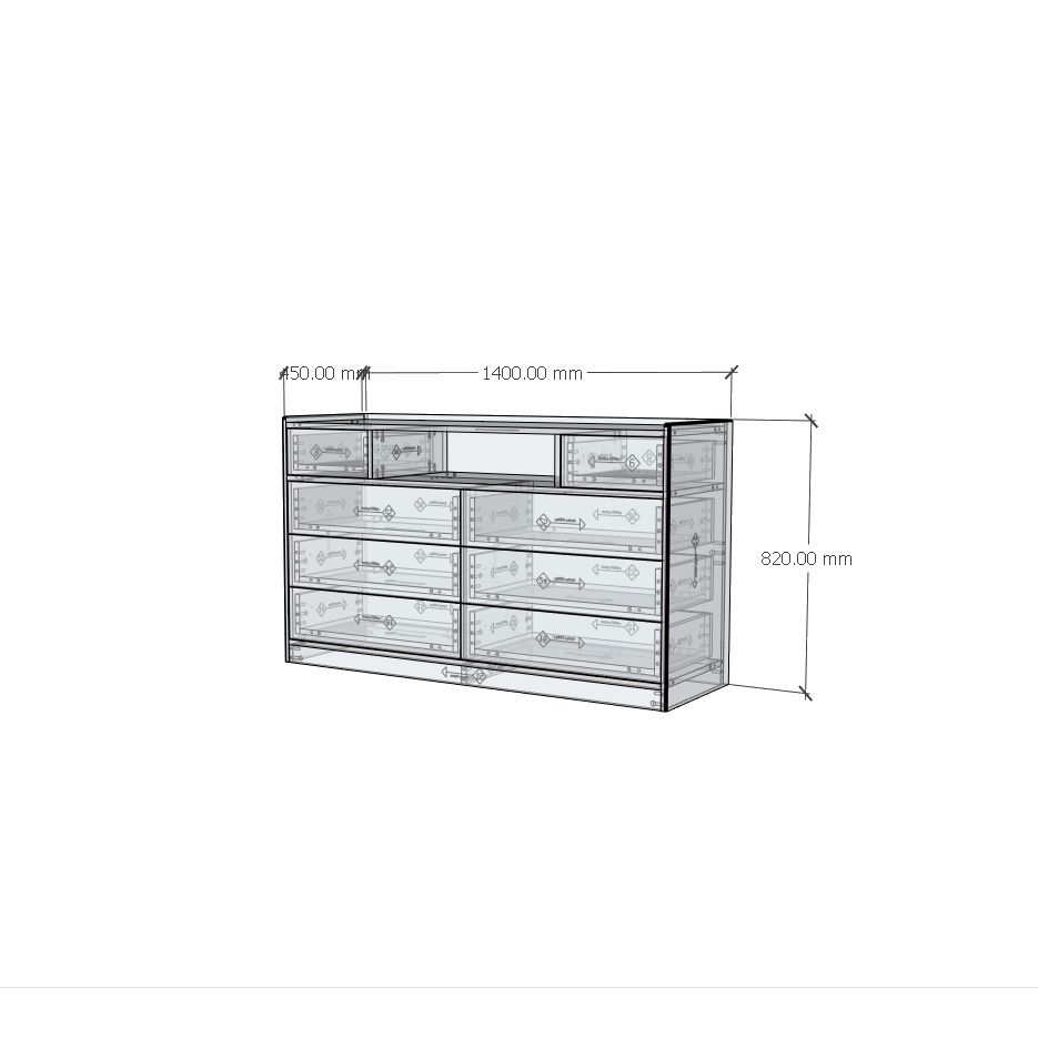 HAPPY FURNITURE , Gỗ tự nhiên , Tủ lưu trữ 8 ngăn kéo - GAMZE , THK_191 , 140cm x 45cm x 82cm