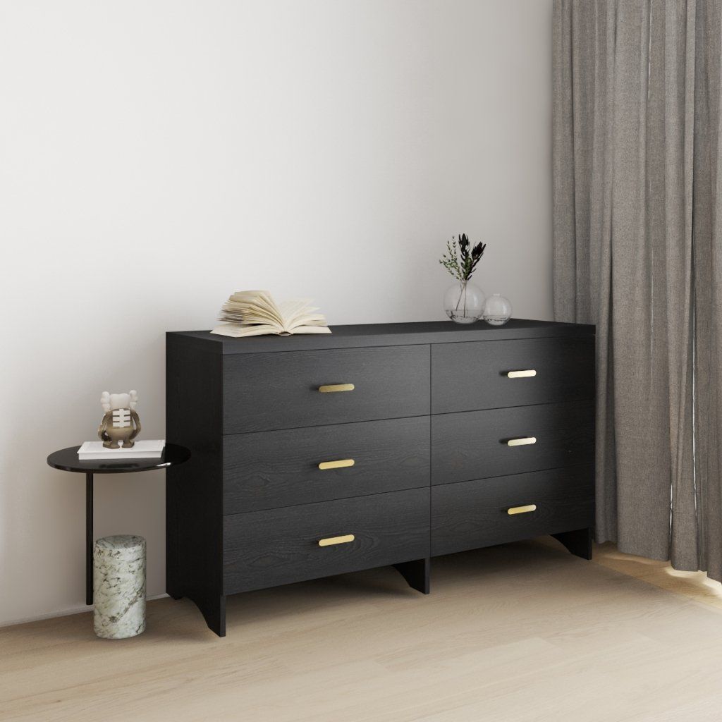 HAPPY FURNITURE , Tủ lưu trữ 6 ngăn kéo - CHEVY, THK_265 , 140cm x 45cm x 82cm DxRxC