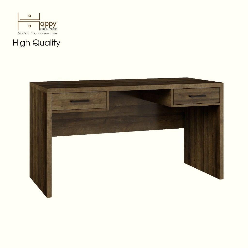 HAPPY FURNITURE , HEINEE - Bàn làm việc 2 ngăn kéo, BAN_129 , 140cm x 59cm x 75cm DxRxC, sản phẩm phổ thông