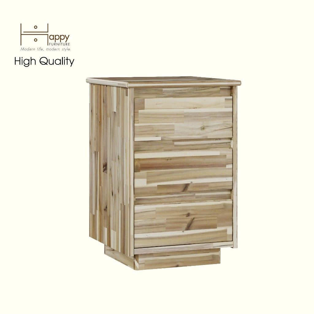 HAPPY FURNITURE , Gỗ tự nhiên , Táp đầu giường 3 ngăn kéo - GALI , THK_174 , 40cm x 40cm x 60cm