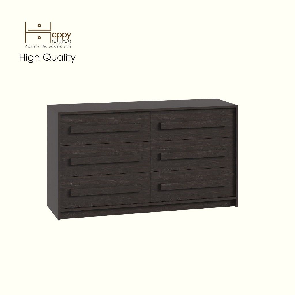 HAPPY FURNITURE , Tủ lưu trữ 6 ngăn kéo - RUBEL, THK_257 , 140cm x 45cm x 78cm DxRxC