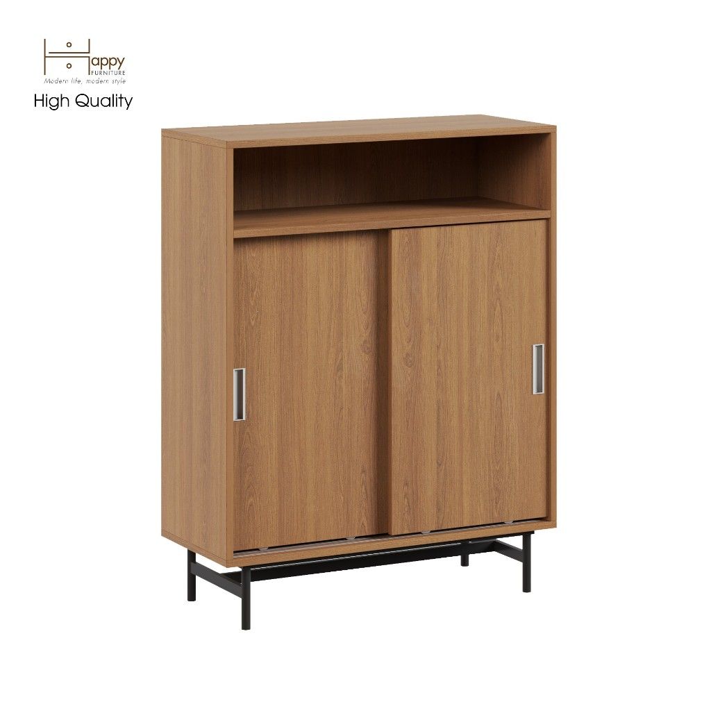 HAPPY FURNITURE , Tủ lưu trữ 3 ngăn cánh lùa chân sắt - LUCA , TCL_018 , 86cm x 36cm x 110cm