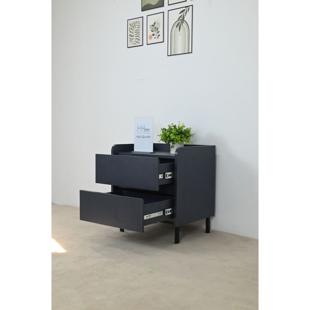 HAPPY FURNITURE , Táp đầu giường 2 ngăn kéo chân sắt - LAVIA , THK_153 , 50cm x 40cm x 54cm