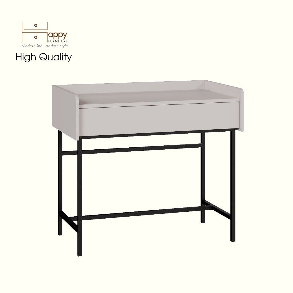HAPPY FURNITURE , Bàn trang điểm 1 ngăn kéo chân sắt - LAVIA , BAN_085 , 90cm x 50cm x 80cm