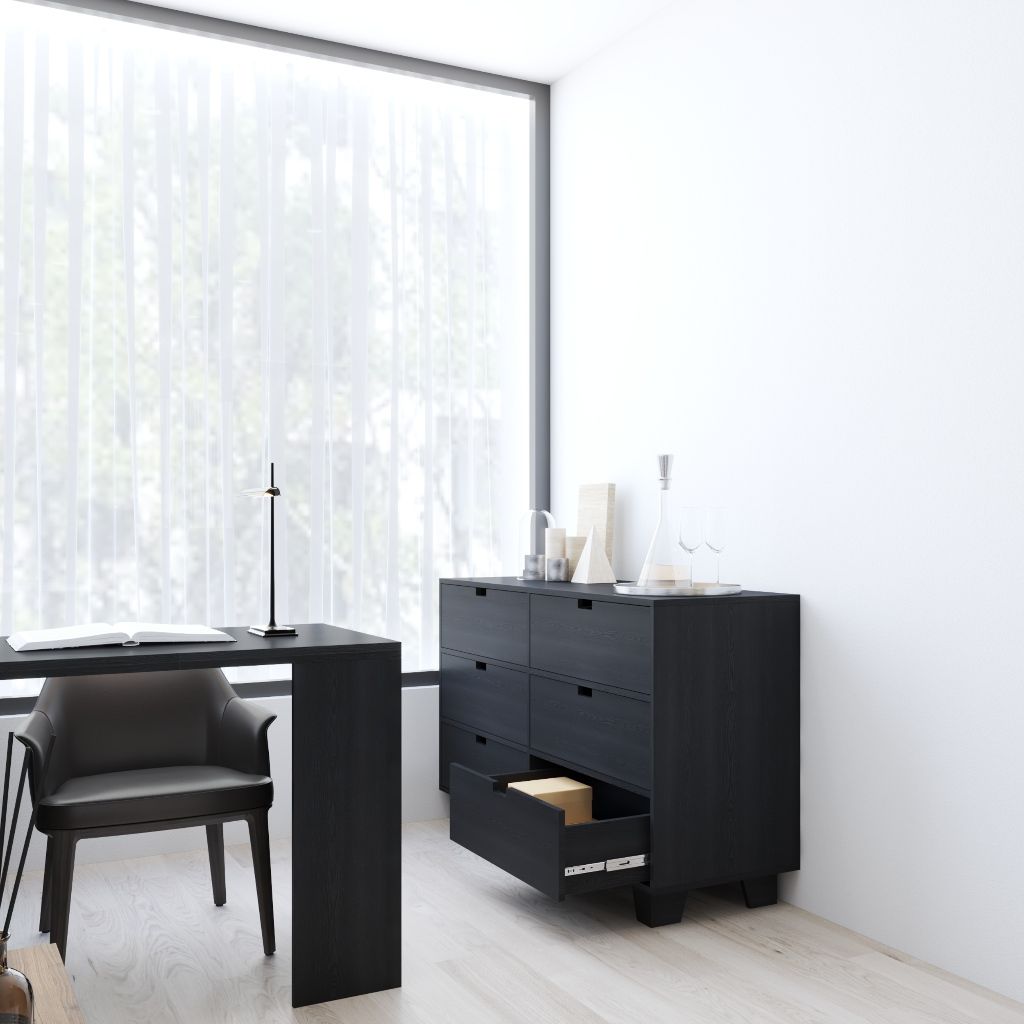 HAPPY FURNITURE , ALVA - Tủ lưu trữ 6 ngăn kéo , THK_230 , 140cm x 45cm x 82cm DxRxC