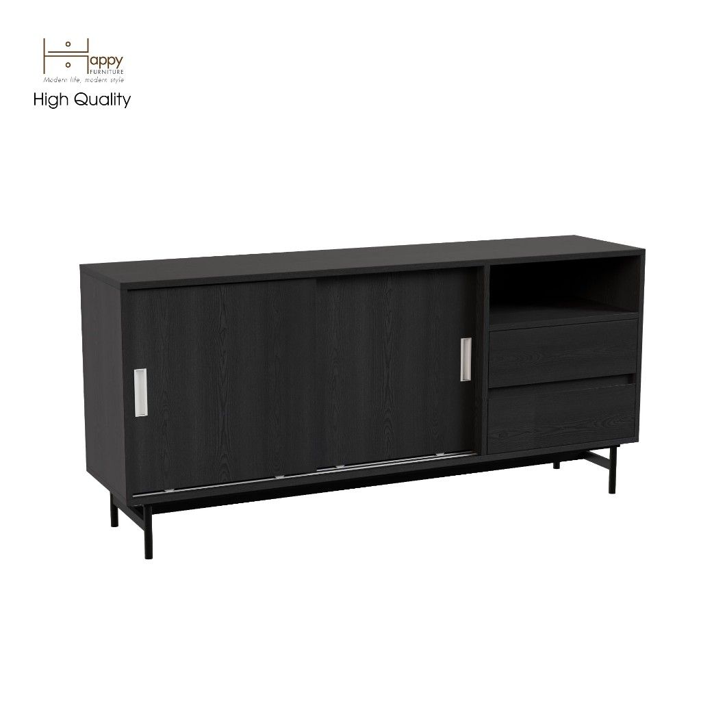 HAPPY FURNITURE , Tủ lưu trữ 2 ngăn cánh lùa chân sắt - LUCA , TCL_023 , 150x36x70cm