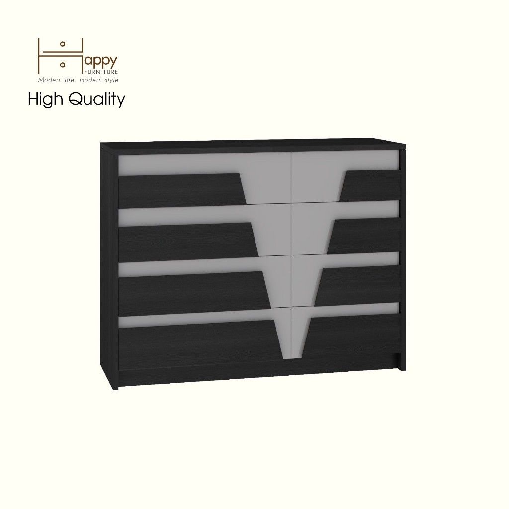HAPPY FURNITURE , Tủ lưu trữ 8 ngăn kéo - PONIX , THK_113 , 96cm x 32cm x 74cm