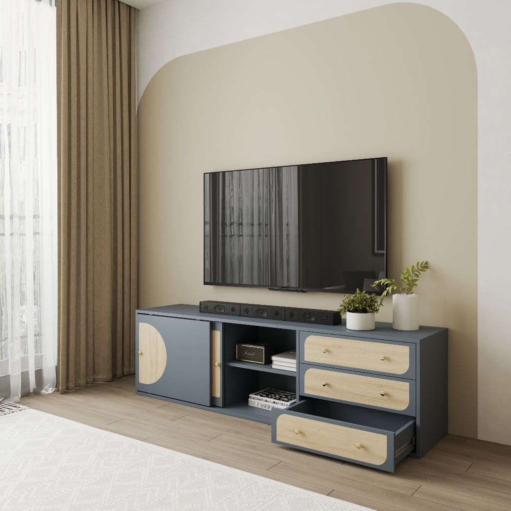 HAPPY FURNITURE , Kệ TV 2 cánh lùa - BANA , KTV_032 , 180cm x 40cm x 52cm