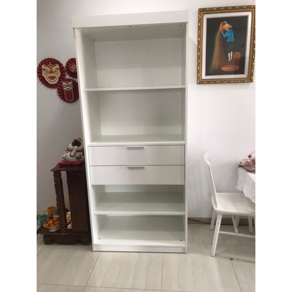 HAPPY FURNITURE , kệ sách 6 tầng 2 ngăn kéo - CATY , KSA_005 , 90cm x 55cm x 207cm