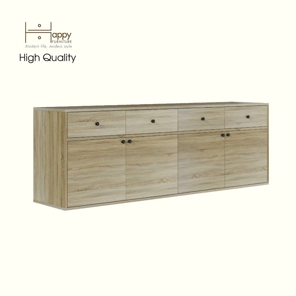 HAPPY FURNITURE , ZACY - Kệ TV 4 cửa mở 4 ngăn kéo, KTV_061 , 180cm x 40cm x 62cm DxRxC, Sản phẩm phổ thông