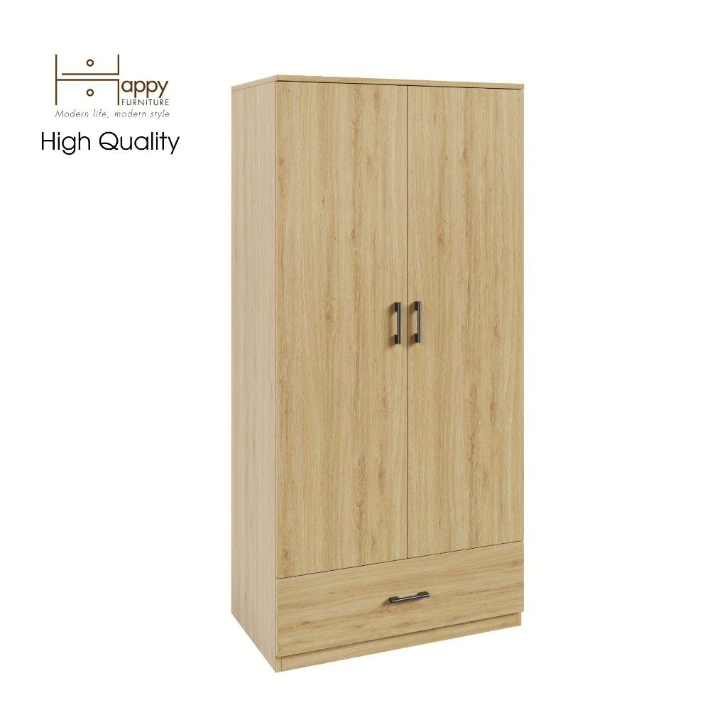 HAPPY FURNITURE , Tủ quần áo cửa mở 1 ngăn kéo - SALY , TCM_005 , 80cm x 48cm x 168cm