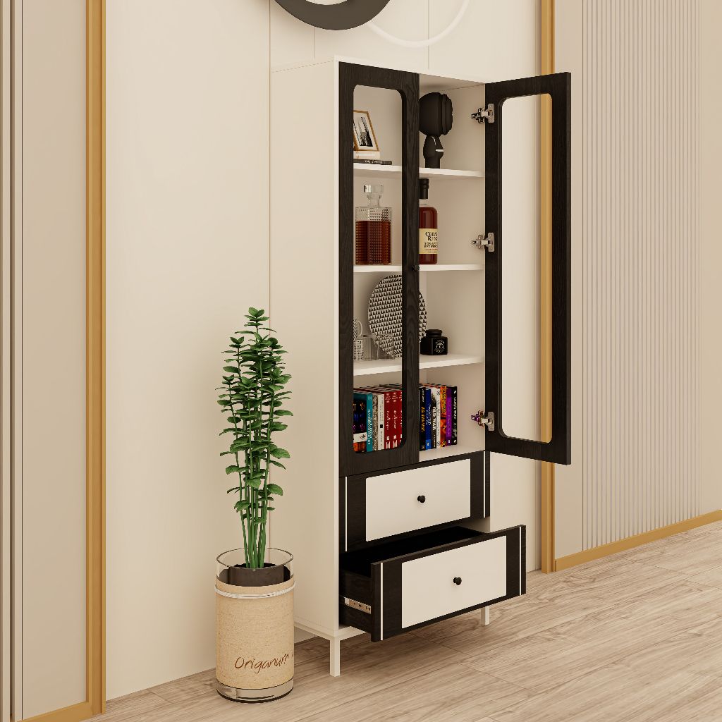 HAPPY FURNITURE , Tủ lưu trữ 2 cửa mở chân sắt - TAKO , TCM_142 , 70cm x 30cm x 180cm