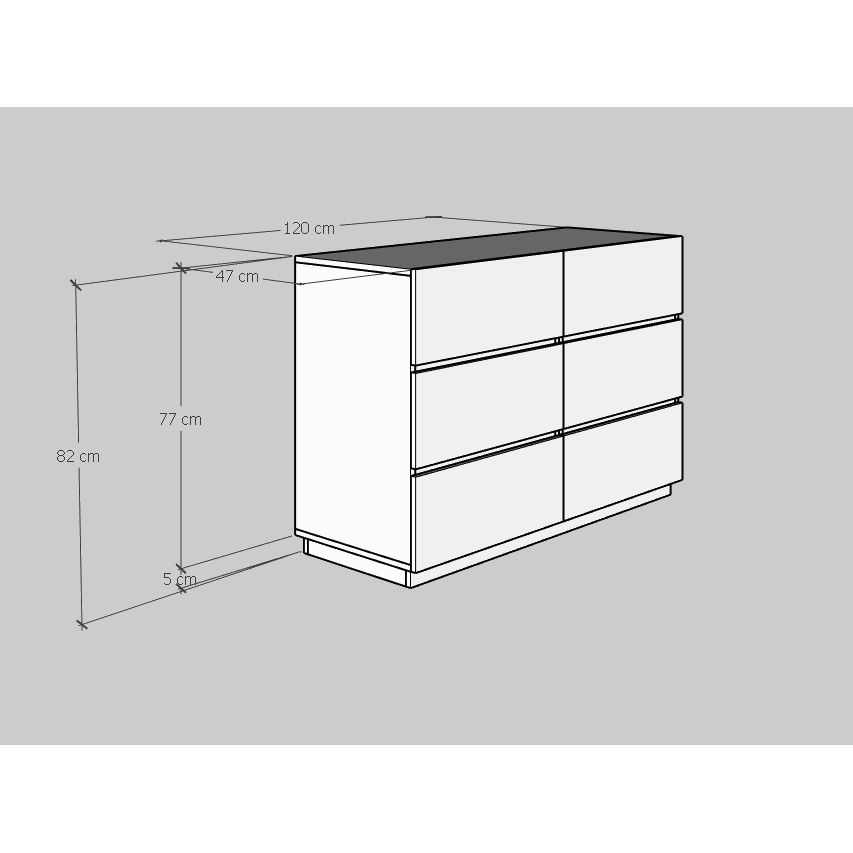 HAPPY FURNITURE , Tủ đựng đồ 6 ngăn kéo - MACRO , THK_038 , 120cm x 47cm x 82cm