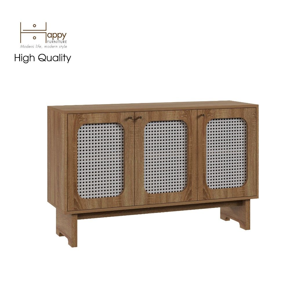 HAPPY FURNITURE , Tủ lưu trữ 3 cánh mây - MEYDAN , TCM_054 , 128cm x 40cm x 80cm