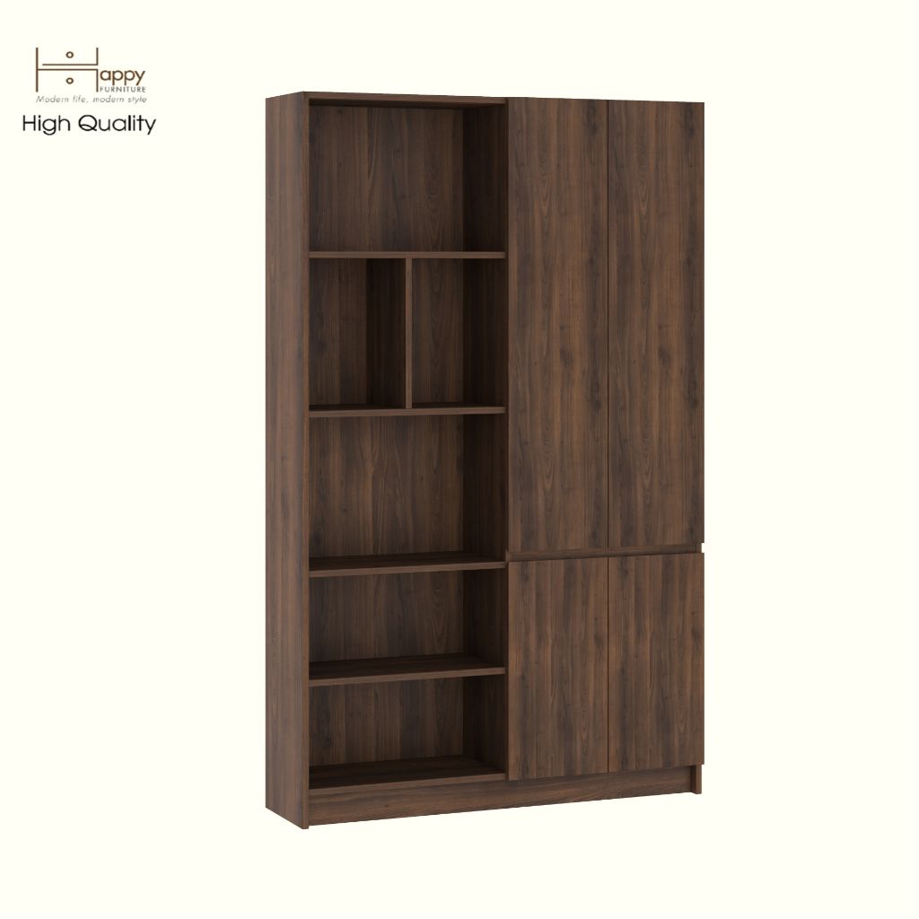 HAPPY FURNITURE , Kệ sách 4 cửa mở - CATY, KSA_085 , 110cm x 28cm x 180cm DxRxC