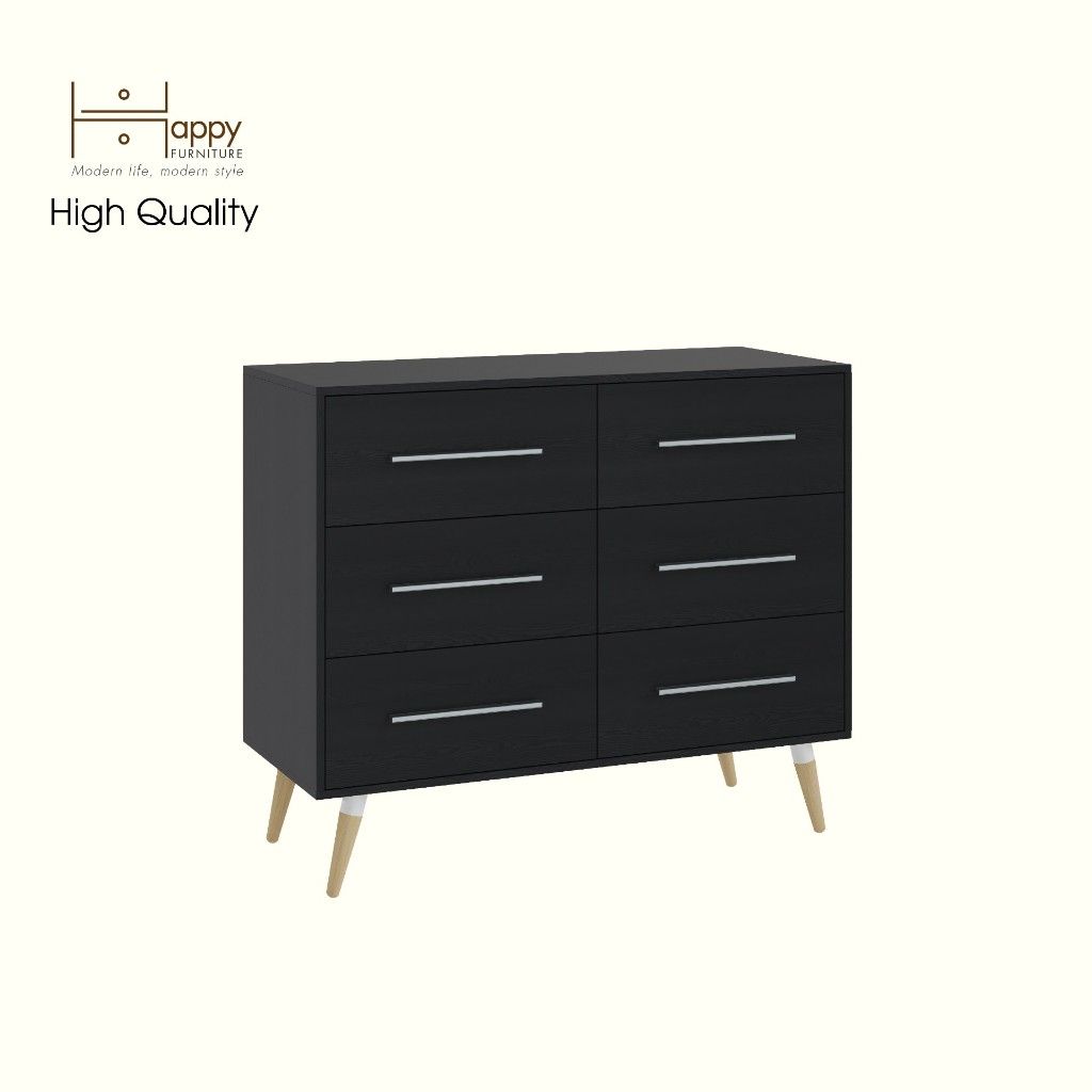 HAPPY FURNITURE , Tủ đựng đồ 6 ngăn chân gỗ chéo - OSRI , THK_026 , 120cm x 50cm x 100cm