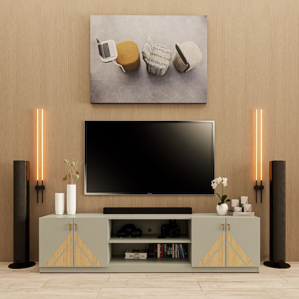 HAPPY FURNITURE , Kệ TV 4 cửa mở - CHARIS , KTV_029 , 200cm x 40cm x 50cm