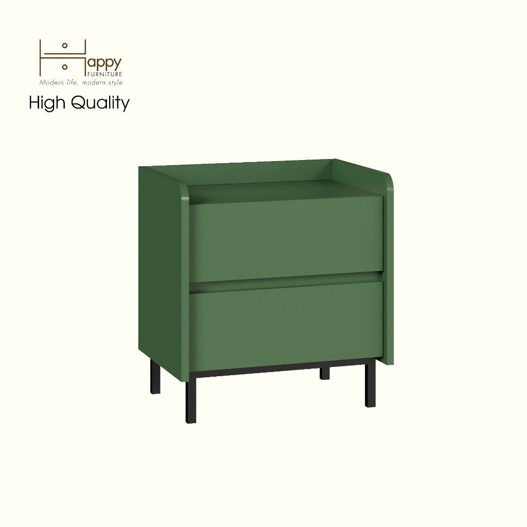 HAPPY FURNITURE , Táp đầu giường 2 ngăn kéo chân sắt - LAVIA , THK_153 , 50cm x 40cm x 54cm