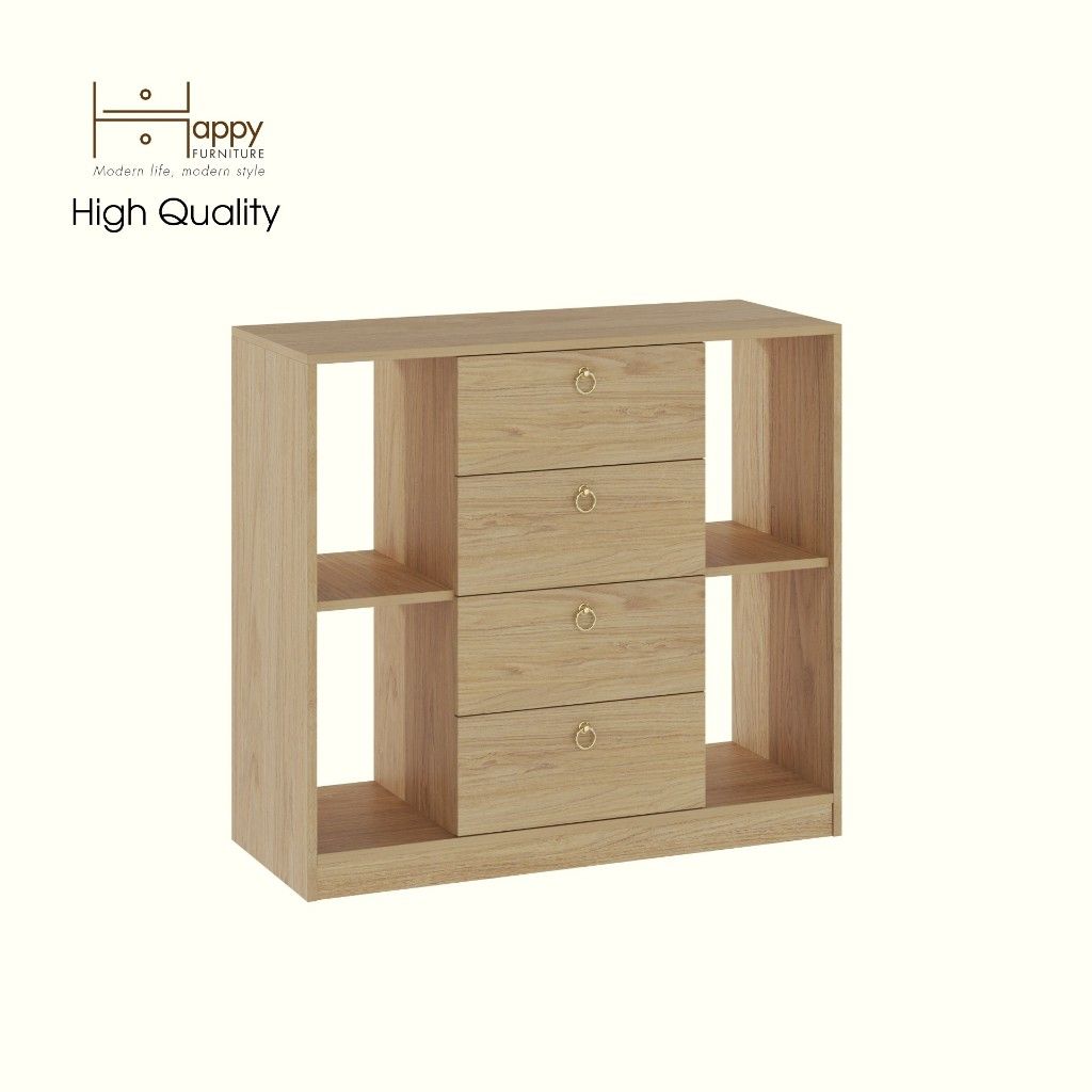 HAPPY FURNITURE , Tủ lưu trữ 4 ngăn kéo - MERI , THK_297 , 100cm x 40cm x 90cm DxRxC