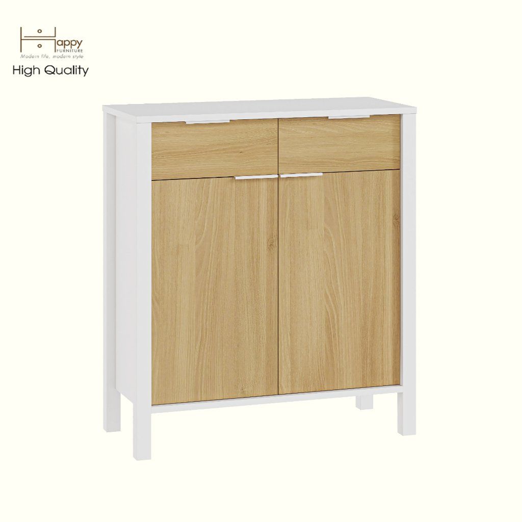HAPPY FURNITURE , Tủ lưu trữ 2 ngăn kéo 2 cửa mở - MOKA, TCM_221 , 80cm x 35cm x 90cm DxRxC