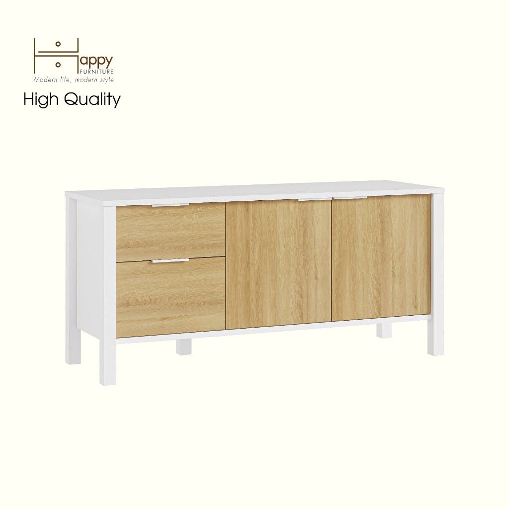 HAPPY FURNITURE , Kệ TV 2 cửa mở 2 ngăn kéo - MOKA, KTV_074 , 120cm x 40cm x 56cm DxRxC