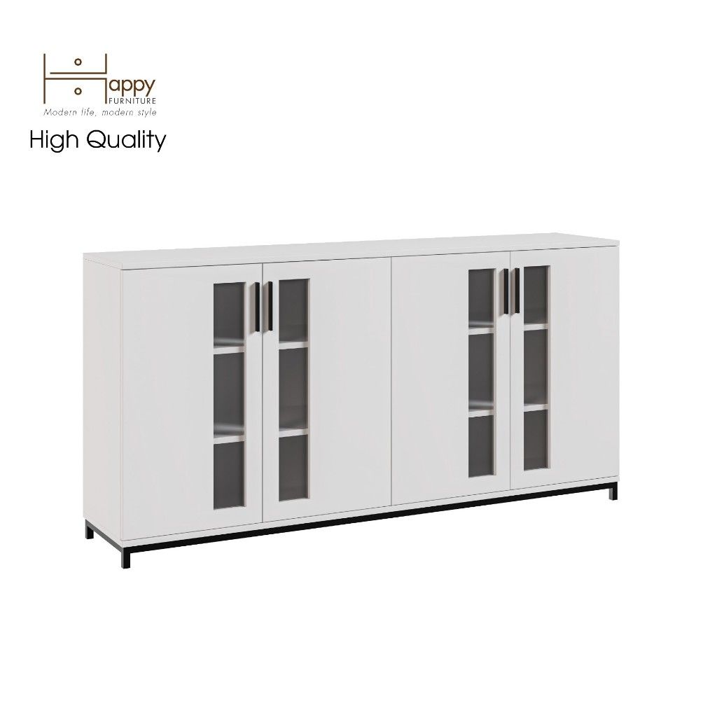 HAPPY FURNITURE , Tủ lưu trữ 4 cửa mở chân sắt - LOUIS , TCM_030 , 168cm x 36cm x 84cm