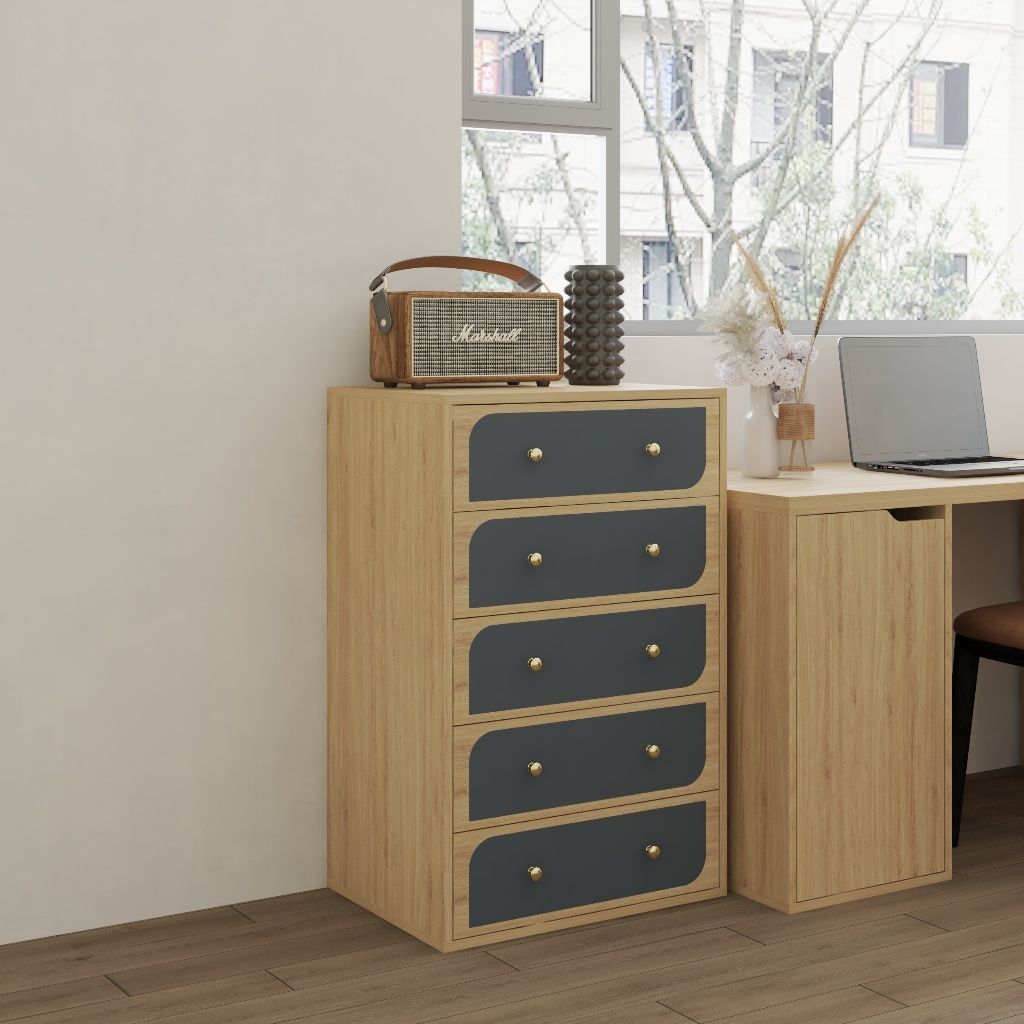 HAPPY FURNITURE , Tủ đựng đồ 5 ngăn kéo - BANA , THK_122 , 60cm x 45cm x 94cm
