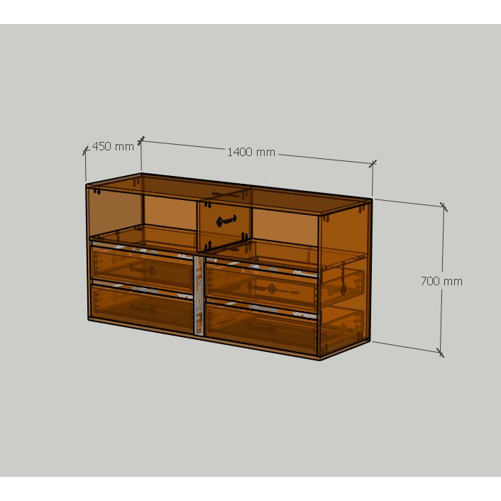 HAPPY FURNITURE , Tủ lưu trữ 4 ngăn kéo - ELIS , THK_319 , 140cm x 45cm x 70cm DxRxC