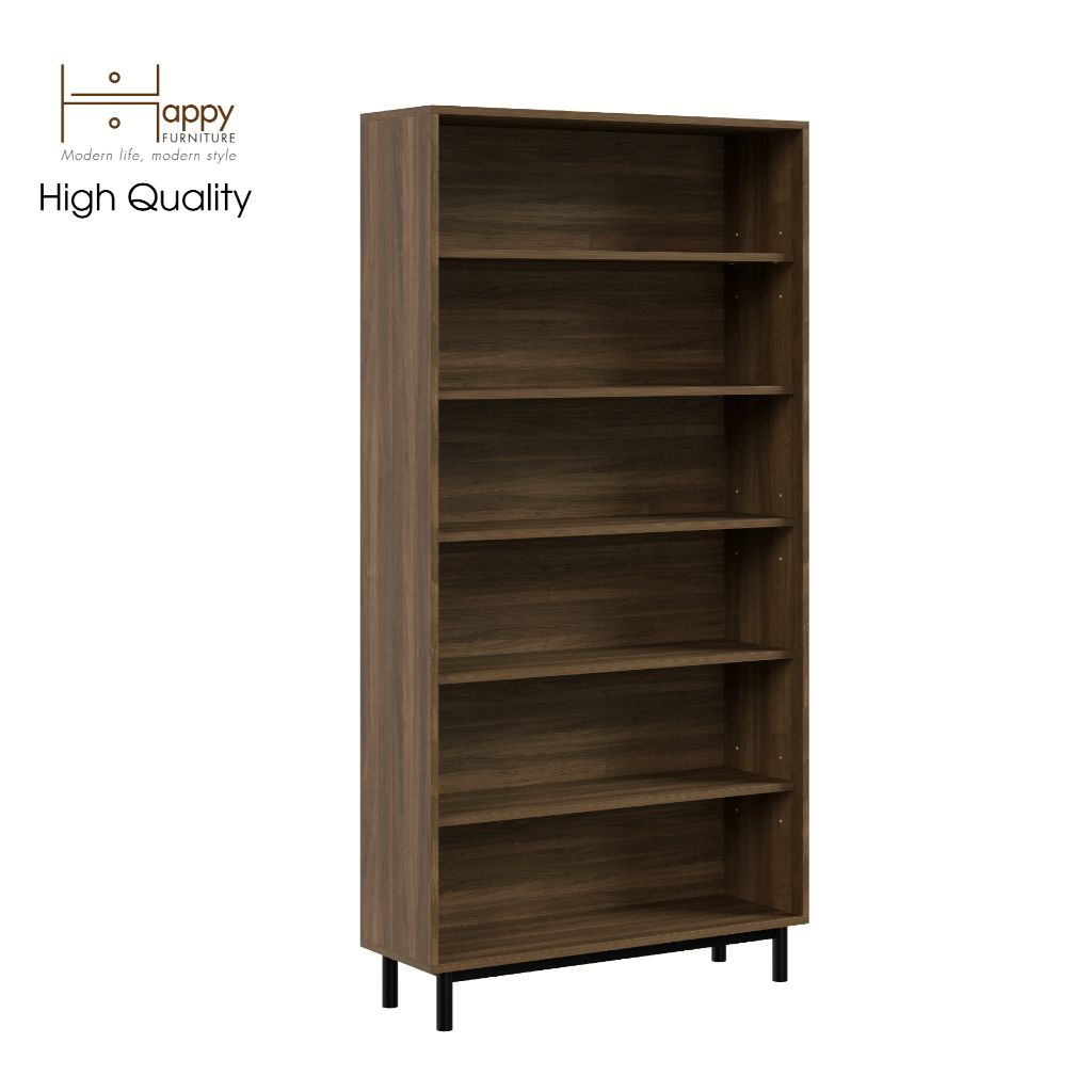 HAPPY FURNITURE , Kệ sách 6 tầng chân sắt - CATY , KSA_015 , 90cm x 30cm x 180cm