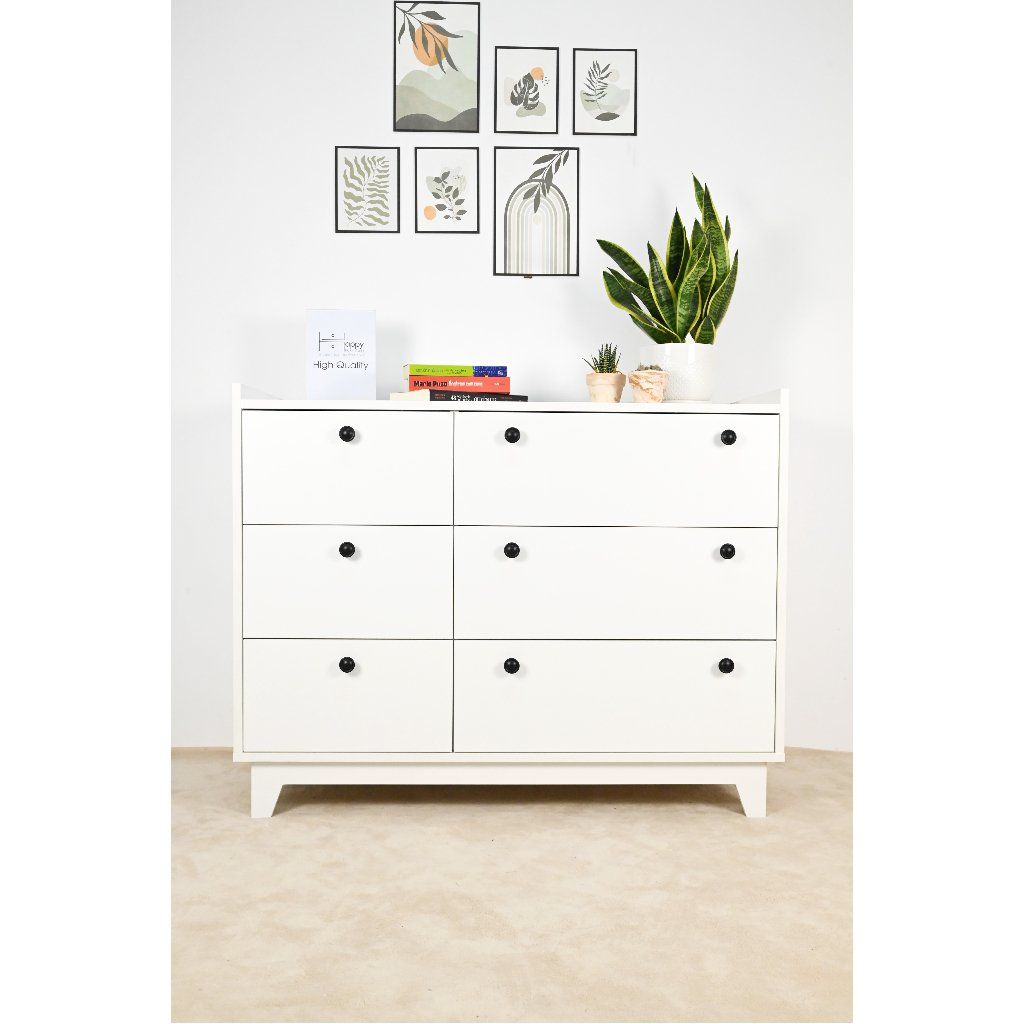 HAPPY FURNITURE , Tủ đựng đồ 6 ngăn kéo - KINA , THK_073 , 106cm x 45cm x 84cm