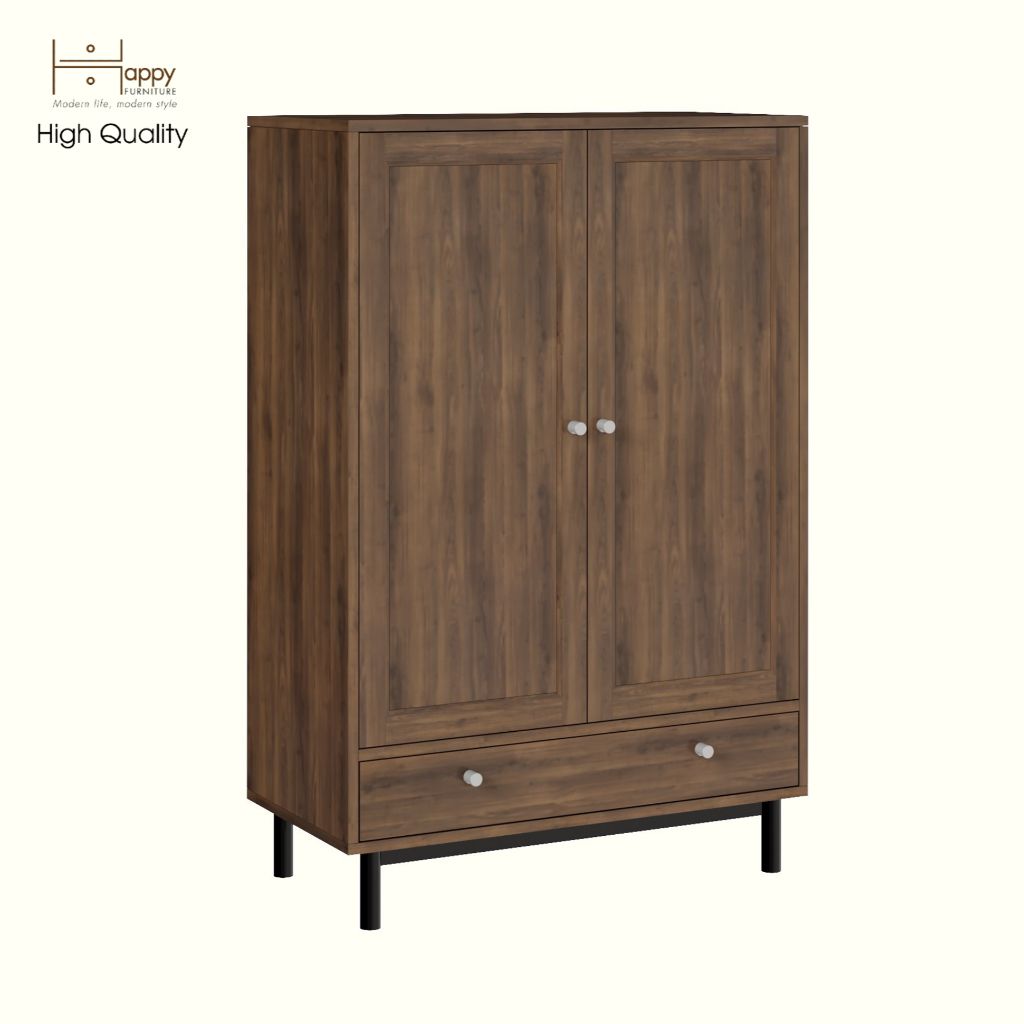 HAPPY FURNITURE , Kệ sách 3 tầng 2 cửa mở chân sắt - CATY , KSA_057, 80cm x 39cm x 120cm