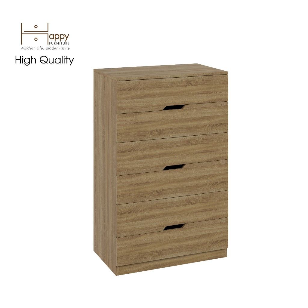 HAPPY FURNITURE , Tủ đựng đồ 6 ngăn kéo - DASH , THK_054 , 76cm x 46cm x 120cm