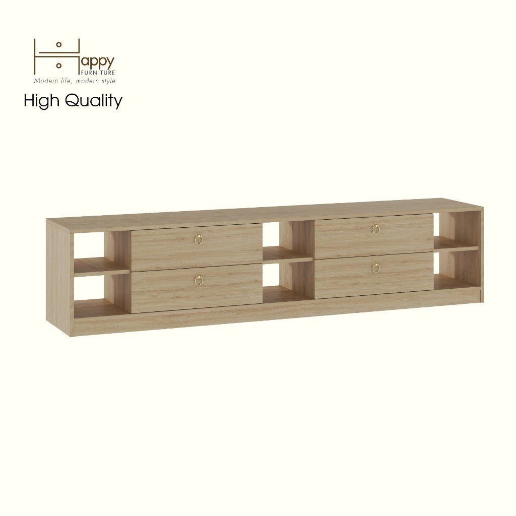 HAPPY FURNITURE , Kệ TV 4 ngăn kéo - MERI , KTV_090 , 200cm x 40cm x 45cm DxRxC