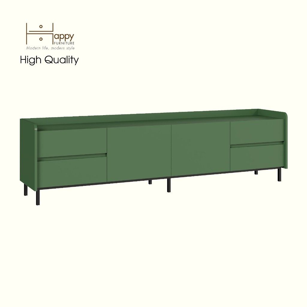 HAPPY FURNITURE , Kệ TV 2 cánh mở 4 ngăn kéo chân sắt - LAVIA , KTV_044 , 200cm x 40cm x 54cm