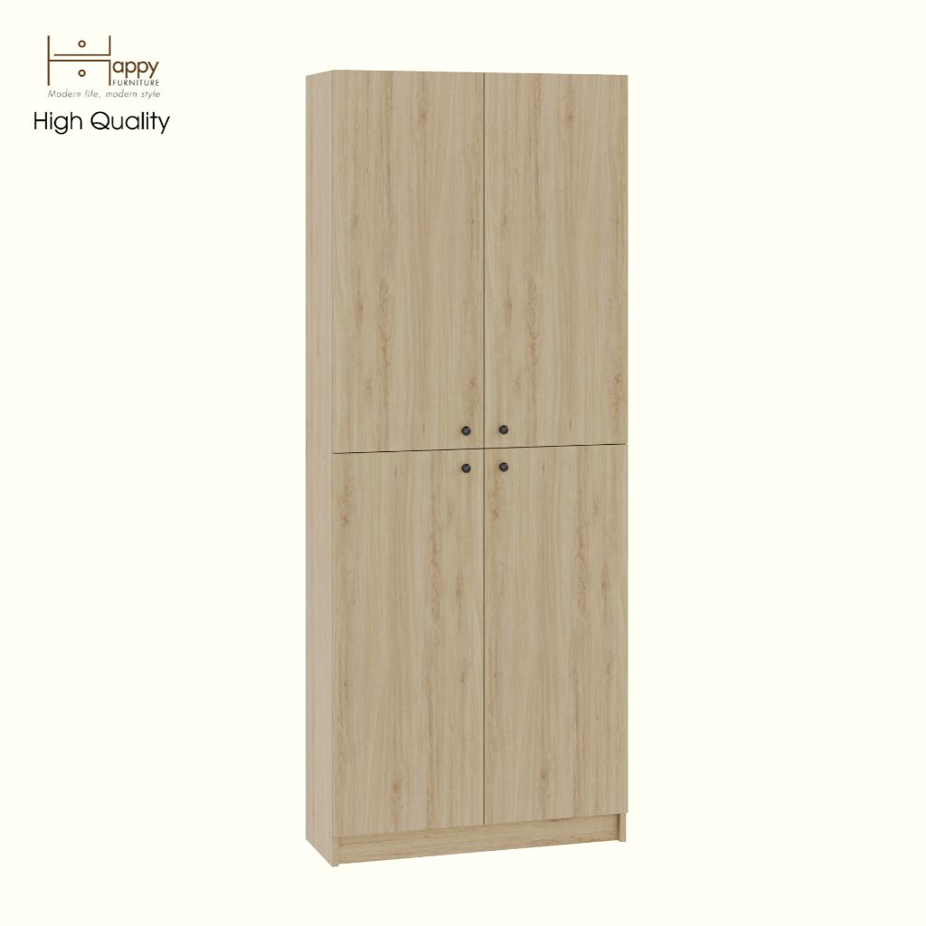 HAPPY FURNITURE , Kệ sách 6 tầng 4 cửa mở - CATY, KSA_078 , 80cm x 30cm x 202cm DxRxC