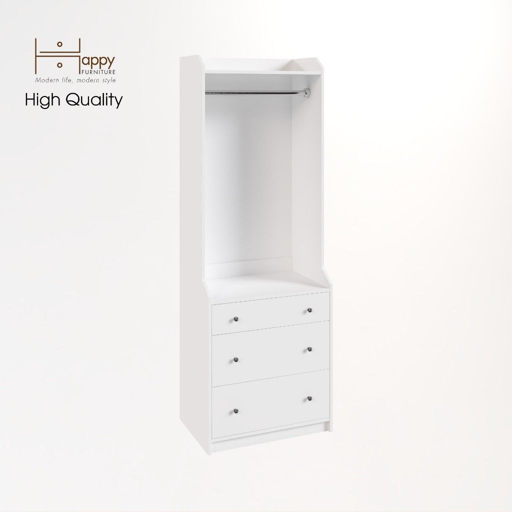 HAPPY FURNITURE , Tủ treo quần áo 3 ngăn kéo - CANA , THK_012 , 70cm x 46cm x 199cm