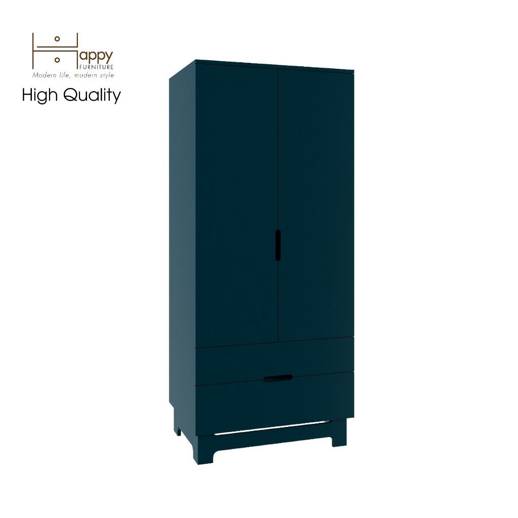 HAPPY FURNITURE , Tủ quần áo 2 cánh mở 2 ngăn kéo - MOLLY , TCM_106 , 76cm x 54cm x 176cm