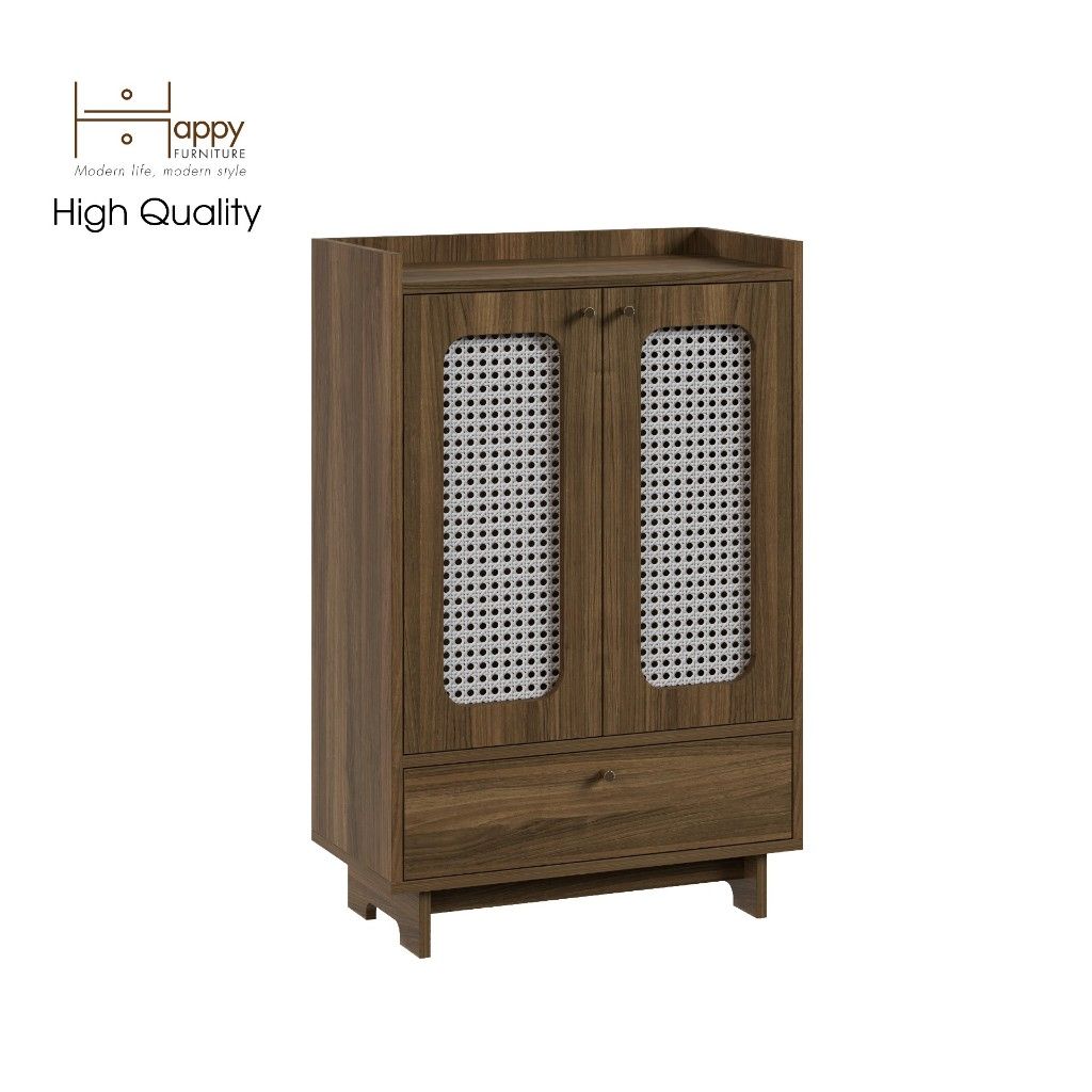 HAPPY FURNITURE , Tủ giày 2 cánh mây - MEYDAN , TCM_055 , 65cm x 34cm x 100cm