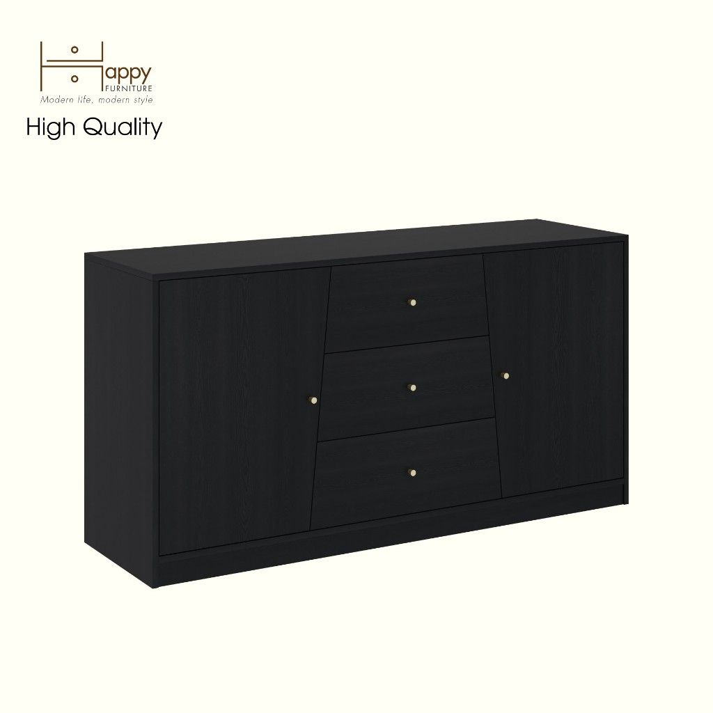 HAPPY FURNITURE , Tủ lưu trữ 3 ngăn kéo 2 cửa mở - DALEY ,TLT_076 , 150cm x 45cm x 78cm DxRxC