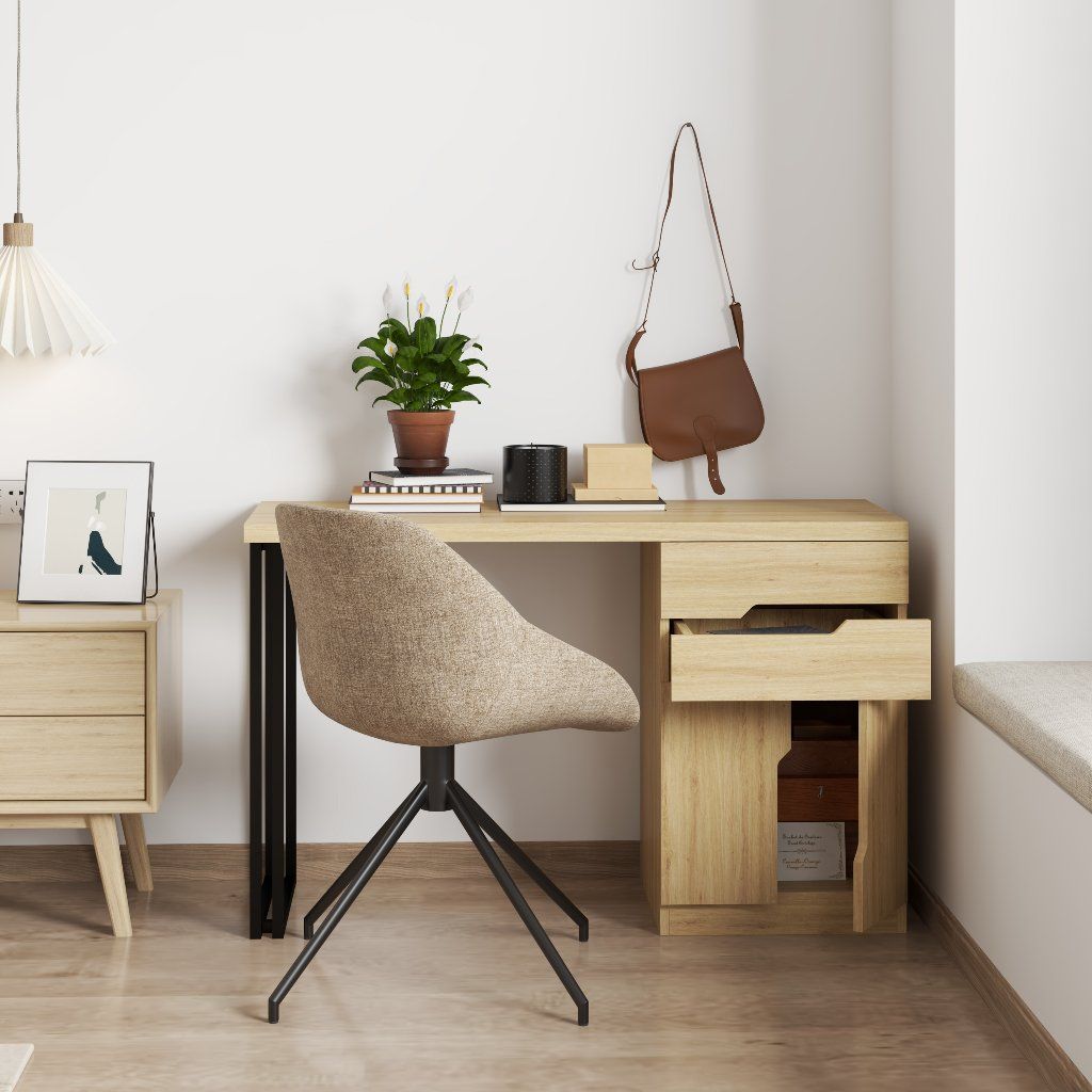 HAPPY FURNITURE , Bàn trang điểm chân sắt - DASH , BAN_029 , 120cm x 45cm x75cm
