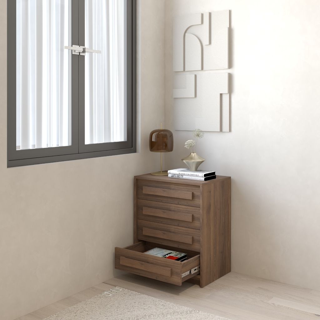 HAPPY FURNITURE , Tủ lưu trữ 4 ngăn kéo - RUBEL, THK_255 , 60cm x 40cm x 70cm DxRxC