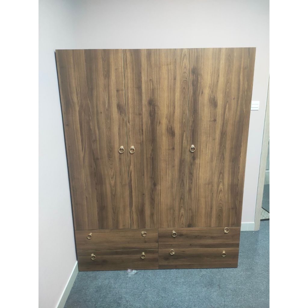 HAPPY FURNITURE , Tủ quần áo 4 ngăn kéo 3 ngăn cửa mở - WESLEY , TCM_019 , 140cm x 58cm x 180cm