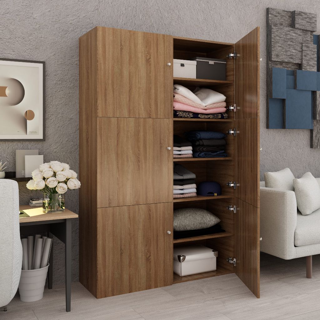 HAPPY FURNITURE , Tủ quần áo 6 cánh mở - SCANDINA , TCM_086 , 120cm x 44cm x 192cm